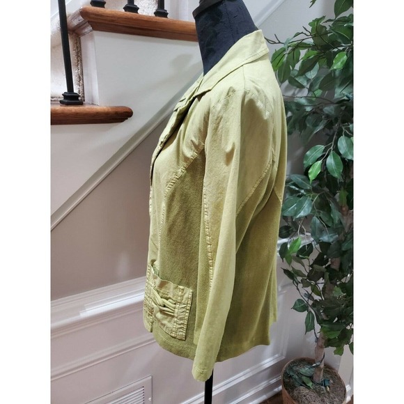 Zenergy Women Green Cotton Two Buttons Single Breasted Casual Jacket Coat Size 1 - Picture 6 of 12